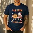Groovy Pumpkin Spice Makes Teacher Nice Fall Thanksgiving Men's Casual T-Shirt Navy Groovy Pumpkin Spice Makes Teacher Nice Fall Thanksgiving Men's Casual T-Shirt Navy