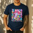 Groovy Teacher Cute Coquette Bow Flower Retro Back To School Men's Casual T-Shirt Navy