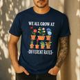 We All Grow At Different Rates Back To School Teacher Men's Casual T-Shirt Navy