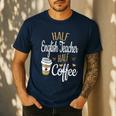 Half Coffee Half English Teacher English Teacher Men Women Men's Casual T-Shirt Navy Half Coffee Half English Teacher English Teacher Men Women Men's Casual T-Shirt Navy