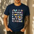 Halloween Alphabet ABCs Learning Kindergarten Teacher Men Women Kids Men's Casual T-Shirt Navy Halloween Alphabet ABCs Learning Kindergarten Teacher Men Women Kids Men's Casual T-Shirt Navy