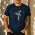 Halloween Ballet Mummy Ballerina Spooky Dance Teacher Women Men's Casual T-Shirt Navy