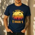 Halloween Costume Teacher Love Brains Zombie Men's Casual T-Shirt Navy Halloween Costume Teacher Love Brains Zombie Men's Casual T-Shirt Navy