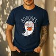 Halloween Cute Ghost Book Reading Teacher Men's Casual T-Shirt Navy Halloween Cute Ghost Book Reading Teacher Men's Casual T-Shirt Navy