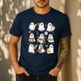Halloween Ghost Music Teacher Playing Instruments Men's Casual T-Shirt Navy Halloween Ghost Music Teacher Playing Instruments Men's Casual T-Shirt Navy