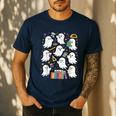 Halloween Math Teacher Ghost Math Teacher Spooky Halloween Men's Casual T-Shirt Navy Halloween Math Teacher Ghost Math Teacher Spooky Halloween Men's Casual T-Shirt Navy