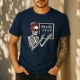 Halloween Math Teacher Skeleton Six Seven Meme Brainrot Men's Casual T-Shirt Navy Halloween Math Teacher Skeleton Six Seven Meme Brainrot Men's Casual T-Shirt Navy