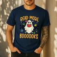 Halloween Read More Books Retro Costume Teacher Women Girls Men's Casual T-Shirt Navy