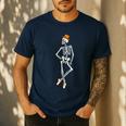 Halloween Skeleton Tap Dance Ballet Dance Teacher Men's Casual T-Shirt Navy Halloween Skeleton Tap Dance Ballet Dance Teacher Men's Casual T-Shirt Navy