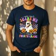 Halloween Teacher You Can't Scare Me I Teach Fourth Grade Men's Casual T-Shirt Navy