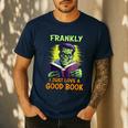 Halloween Teacher Librarian Frankenstein Reading Books Men's Casual T-Shirt Navy Halloween Teacher Librarian Frankenstein Reading Books Men's Casual T-Shirt Navy