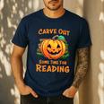 Halloween Teacher Librarian Pumpkin Reading Books Men Women Kids Men's Casual T-Shirt Navy Halloween Teacher Librarian Pumpkin Reading Books Men Women Kids Men's Casual T-Shirt Navy