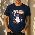 Halloween Teacher Trade Students For Candy Costume Women Men's Casual T-Shirt Navy