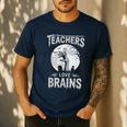 Halloween Teacher Tshirts Zombie Teachers Love Brains Men's Casual T-Shirt Navy Halloween Teacher Tshirts Zombie Teachers Love Brains Men's Casual T-Shirt Navy
