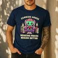 Halloween Teacher Zombie Reading Is Good For Brains Men's Casual T-Shirt Navy Halloween Teacher Zombie Reading Is Good For Brains Men's Casual T-Shirt Navy