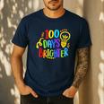 Happy 100th Day Of School 100 Days Brighter Girls Teacher Men's Casual T-Shirt Navy Happy 100th Day Of School 100 Days Brighter Girls Teacher Men's Casual T-Shirt Navy