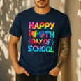 Happy 100th Day Of School Teacher Student 100 Days Tie Dye Men Women Kids Men's Casual T-Shirt Navy Happy 100th Day Of School Teacher Student 100 Days Tie Dye Men Women Kids Men's Casual T-Shirt Navy
