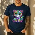 Happy Dot Day Colorful Polka Dot Cat Kitten Teachers Kids Men's Casual T-Shirt Navy Happy Dot Day Colorful Polka Dot Cat Kitten Teachers Kids Men's Casual T-Shirt Navy