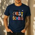 Happy First Day Of School PE Teacher Life Back To School Men's Casual T-Shirt Navy Happy First Day Of School PE Teacher Life Back To School Men's Casual T-Shirt Navy