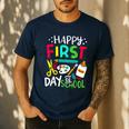 Happy First Day Of School Teacher Back To School Student Men's Casual T-Shirt Navy Happy First Day Of School Teacher Back To School Student Men's Casual T-Shirt Navy