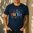 Happy Fri Yay Teacher Friday For Men Women Men's Casual T-Shirt Navy
