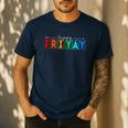 Happy Fri Yay Teacher Friday Men's Casual T-Shirt Navy Happy Fri Yay Teacher Friday Men's Casual T-Shirt Navy