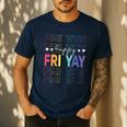 Happy Fri Yay Teacher Friday Saying Men's Casual T-Shirt Navy Happy Fri Yay Teacher Friday Saying Men's Casual T-Shirt Navy