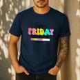 Happy Friyay Teacher School Friday Weekend Vibes Men's Casual T-Shirt Navy Happy Friyay Teacher School Friday Weekend Vibes Men's Casual T-Shirt Navy