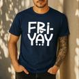 Happy Friyay Teacher Shirt Cute Teacher Fashion Fri-Yay Men's Casual T-Shirt Navy