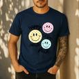 Happy To See Your Face Smile Face Teacher Back To School Men's Casual T-Shirt Navy