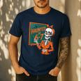 Haunted By 6-7 Six Seven 67 Math Teacher Halloween Skeleton Men's Casual T-Shirt Navy