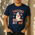 Haunted By 67 Boo Ghost Teacher 6 7 Halloween Costume Men's Casual T-Shirt Navy Haunted By 67 Boo Ghost Teacher 6 7 Halloween Costume Men's Casual T-Shirt Navy