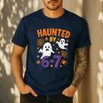 Haunted 67 Ghost Math Teacher Halloween Costume Math Pun Men's Casual T-Shirt Navy