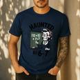 Haunted 67 Skeleton Math Teacher Halloween Costume Math Pun Men's Casual T-Shirt Navy