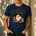 Haunted By 67 Teacher Ghost Pumpkin Halloween Costum Men's Casual T-Shirt Navy Haunted By 67 Teacher Ghost Pumpkin Halloween Costum Men's Casual T-Shirt Navy