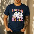 Haunted By My TBR Cute Ghosts Book Reading Teacher Halloween Men's Casual T-Shirt Navy