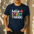 Hello First Grade Team 1st Grade Back To School Teacher Kids Men's Casual T-Shirt Navy