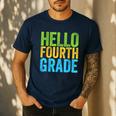 Hello Fourth Grade Shirt 4th Grade Boy Girl Student Teacher Men's Casual T-Shirt Navy