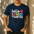 Hello Kindergarten Team Kinder Back To School Teacher Kids Men's Casual T-Shirt Navy