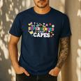 Hot All Superheroes Wear Capes Cute Teacher End Of School Men's Casual T-Shirt Navy