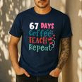 Humor Meme 67 Days Of School Coffee Lover Educator Teacher Men's Casual T-Shirt Navy