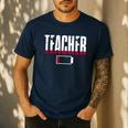 Humor Teacher Empty Battery Power Men Women Men's Casual T-Shirt Navy Humor Teacher Empty Battery Power Men Women Men's Casual T-Shirt Navy