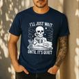 I'Ll Wait Until It's Quiet Tshirt Skeleton Teacher Halloween Men's Casual T-Shirt Navy