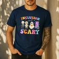 Inclusion Isn't Scary Ghost Halloween SLP Sped Teacher Men's Casual T-Shirt Navy