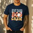 Infant Teacher Boo Crew Ghost Groovy Halloween For Women Men's Casual T-Shirt Navy Infant Teacher Boo Crew Ghost Groovy Halloween For Women Men's Casual T-Shirt Navy