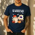 It's A Bootiful Day To Make Art Groovy Art Teacher Halloween Men's Casual T-Shirt Navy It's A Bootiful Day To Make Art Groovy Art Teacher Halloween Men's Casual T-Shirt Navy