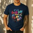 It's A Good Day To Make Some Art Artist Drawing Teacher Tees Men's Casual T-Shirt Navy It's A Good Day To Make Some Art Artist Drawing Teacher Tees Men's Casual T-Shirt Navy
