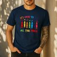 Its Okay To Feel All The Feels Mood Color Crayons Teacher Men's Casual T-Shirt Navy Its Okay To Feel All The Feels Mood Color Crayons Teacher Men's Casual T-Shirt Navy
