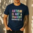 Kids AUTISM IS NOT A TRAGEDY IGNORANCE IS Proud Teacher Crew Men's Casual T-Shirt Navy