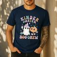 Kindergarten Boo Crew Halloween Floral Ghost Kinder Teacher Men's Casual T-Shirt Navy